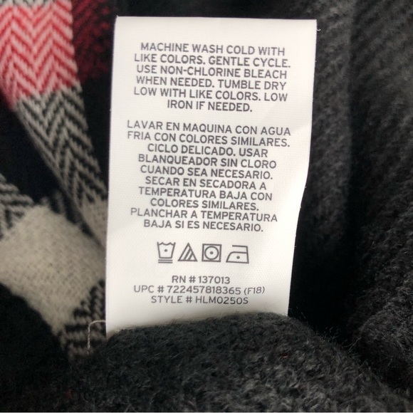 Woolrich Reversible Blanket Wrap Buffalo Check Red White Black Shawl Poncho - Picture 9 of 11